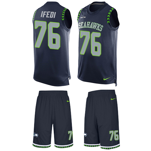 Men's Limited Germain Ifedi Nike Jersey Navy Blue - #76 Tank Top Suit NFL Seattle Seahawks